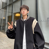 24年新品小香风棒球服撞色拼接PU皮外套复古夹克男H873P108，男装夹克，电商A341