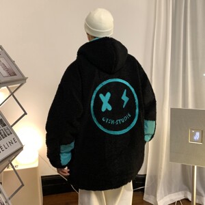 冬装 羊羔毛绣花撞色情侣衣外套服 H576 P128 女类图片