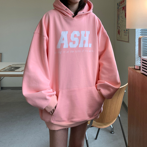 主推春装 潮排扣印花连帽宽松嘻哈情侣卫衣 H705 P68男类图片