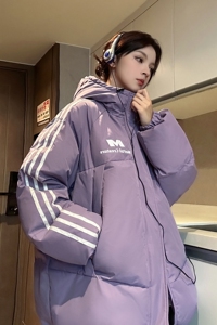 中性主推 三条杠棉服宽松连帽棉衣情侣外套面包服男女H919 P128图片