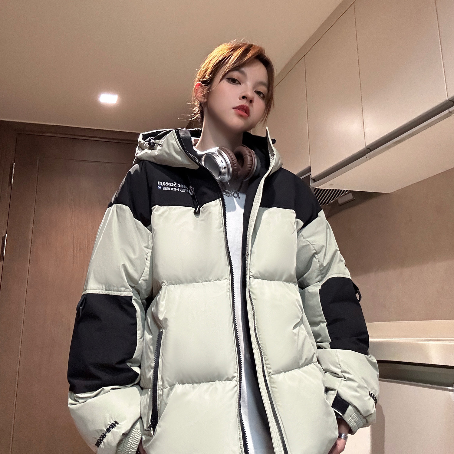 主推美式撞色工装冲锋衣情侣棉服面包服连帽外套男女H911P138,男装棉衣,电商A341