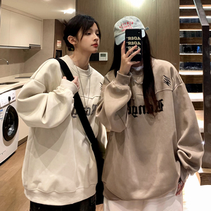 中性风 美式秋装鹿皮绒加厚加绒情侣卫衣结构上衣外套男女H899P68图片