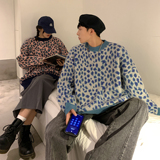 情侣装秋冬新款豹纹提花情侣毛衣针织衫外套H682P78控98男类，女装针织衫/毛衣，电商A341