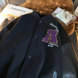 2023秋装毛呢拼接PU皮棒球服情侣夹克外套H572P118控148男，男装夹克，电商A341