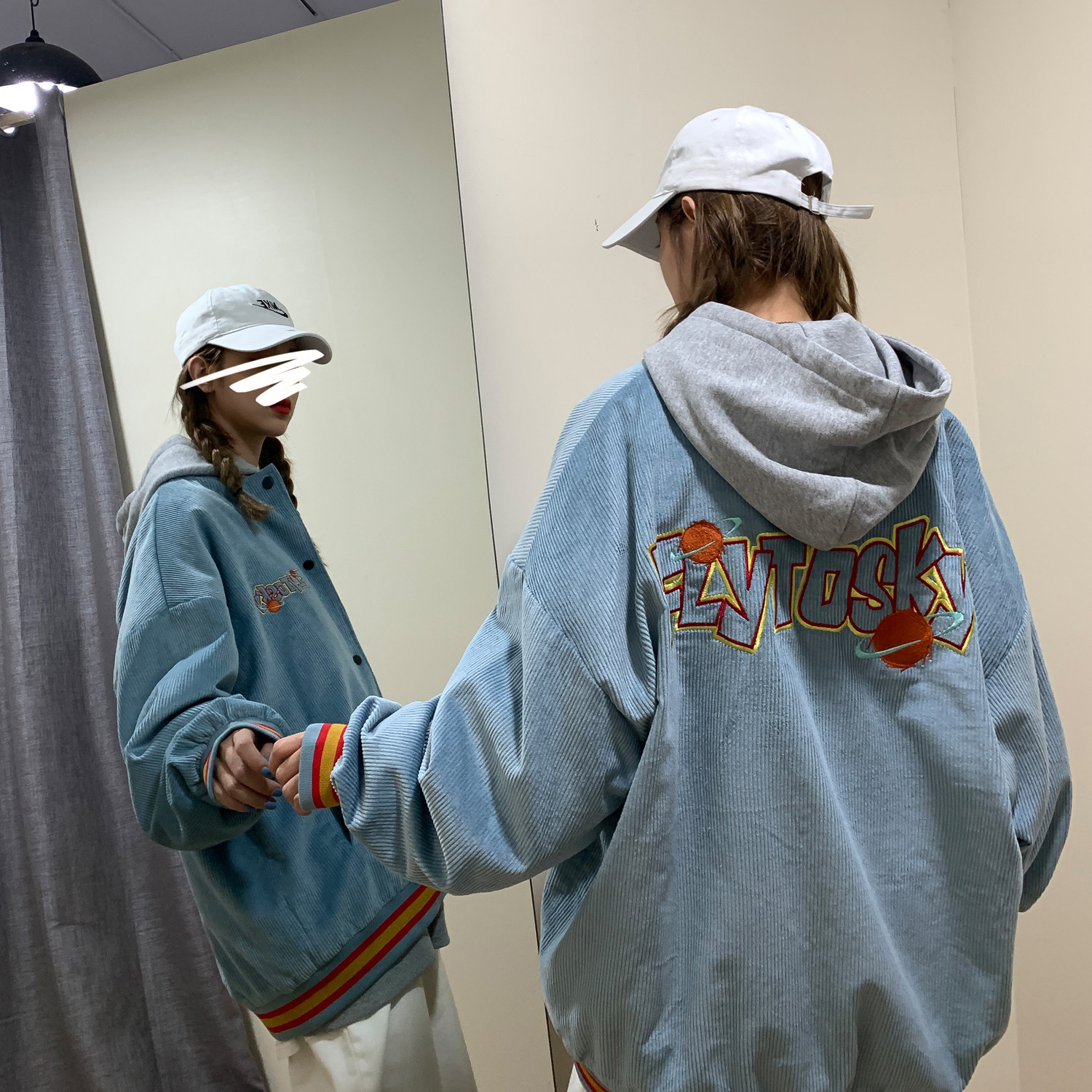 2021ins春季灯芯绒刺绣情侣夹克棒球外套H537P98男类,男装夹克,电商A341