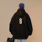 高品可供直播早春高街连帽植絨加厚排扣中性卫衣外套H701P68女类，女装卫衣/绒衫，电商A341