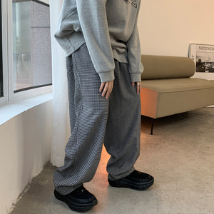 港风秋装新款抽绳宽松型肥老裤松紧中性休闲裤 男女 KH01 P58图片