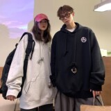港风春装潮铁环长帽绳宽松情侣卫衣连帽外套H704P68女类，男装卫衣，电商A341