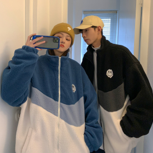 21情侣装冬装 拼接绣花羊羔毛情侣棉衣加厚外套上衣H683 P118男类图片