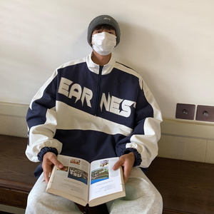 2023秋装潮牌美式套头情侣夹克宽松拼接刺绣外套 H756 P98 男图片