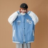 主推中性毛呢拼接PU皮棒球服毛巾绣情侣夹克H678P118男类，男装夹克，电商A341