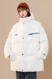 中性风印花雪山连帽加厚保暖羽绒情侣衣外套H695P128女类，女装棉衣/棉服，电商A341