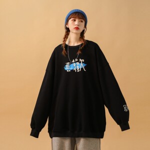 中性风 22字母印花情侣卫衣女宽松百搭上衣外套 H648 P38 男类图片