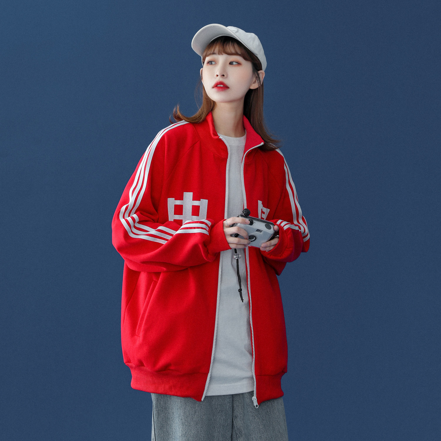 中性风秋装潮开衫运动外套情侣卫衣宽松夹克H376P68女类,女装短外套,电商A341