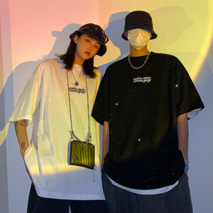 21情侣装夏装 满天星印花星空情侣短袖T恤衫大码H622 P35 男类图片