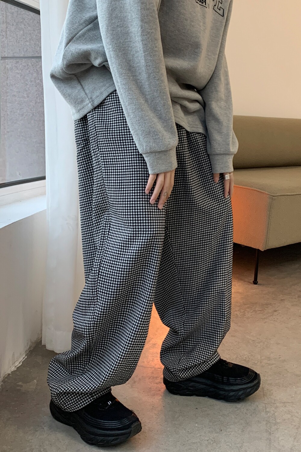 2022港风秋装新款抽绳宽松型肥老裤松紧中性休闲裤男女KH01P58,男装休闲裤,电商A341