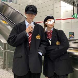 情侣装春装 JK服男女刺绣宽松情侣西装 学院风外套 H535 P95 男类图片