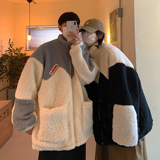 21情侣装冬装拼接羊羔毛加厚情侣棉衣上衣外套H692P118男类，男装棉衣，电商A341