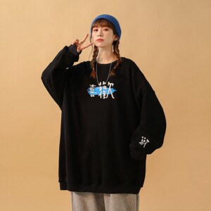 中性风 22字母印花情侣卫衣女宽松百搭上衣外套 H648 P38 男类图片