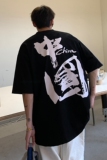 港风夏装印花情侣短袖T恤衫大码宽松圆领上衣H738P30男类，男装T恤，电商A341