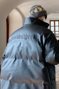 情侣装冬装 美式立领情侣宽松棉服加厚pu皮棉衣外套男H912 P128图片