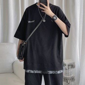 短句 夏季新品 腰果花拼接短袖T恤男港風(fēng)半袖 H610 P35圖片