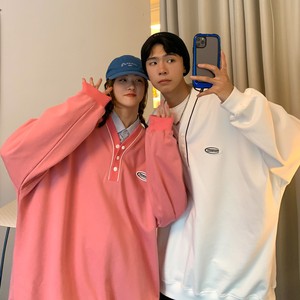 22情侣装春装男女情侣卫衣学院风宽松V领外套H641P45女类控58