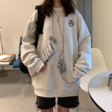 港风春装潮铁环长帽绳宽松情侣卫衣连帽外套H704P68女类，男装卫衣，电商A341