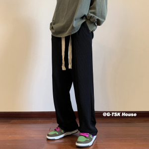 A341 秋装新款 坑纹卫裤抽绳宽松休闲裤长裤 KH10 P48控65 男图片