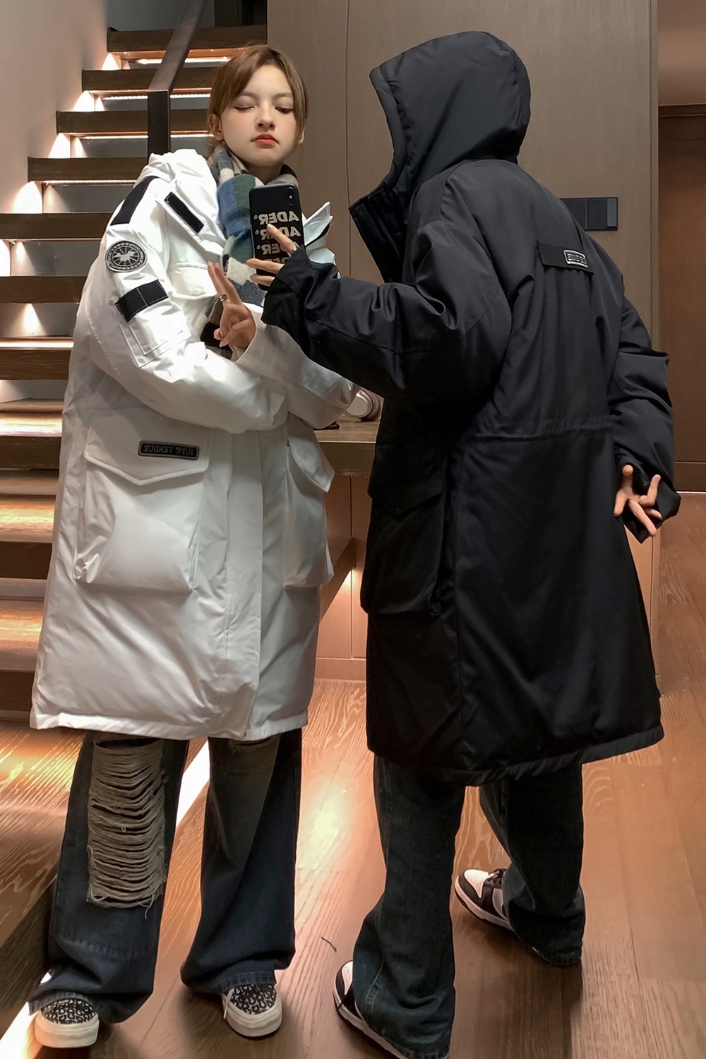 中性风冬装美式工装中长款棉服情侣连帽棉衣宽松外套男H915P168,男装棉衣,电商A341