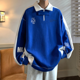 23秋装新品长袖polo衫运动翻领情侣卫衣宽松学院风H752P68男，男装卫衣，电商A341