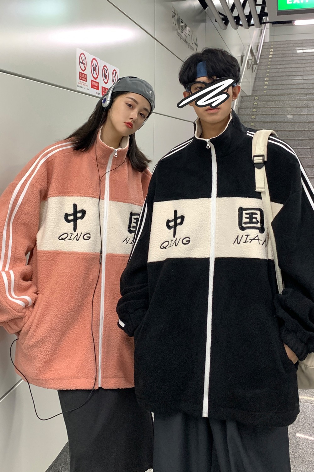 情侣装冬装羊羔毛拼接绣花情侣衣服外套H574P108女类,女装棉衣/棉服,电商A341