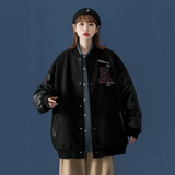 中性风新款PU皮拼接呢料棒球服情侣外套H572P118，女装棉衣/棉服，电商A341