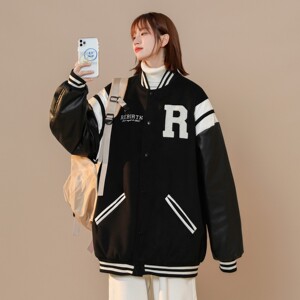 主推 中性秋装 pu皮毛巾绣棒球服夹克外套潮 H686 P118女图片