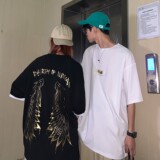 情侣装涅槃重生七彩烫金情侣短袖T恤大码衫H525P35男类，男装T恤，电商A341
