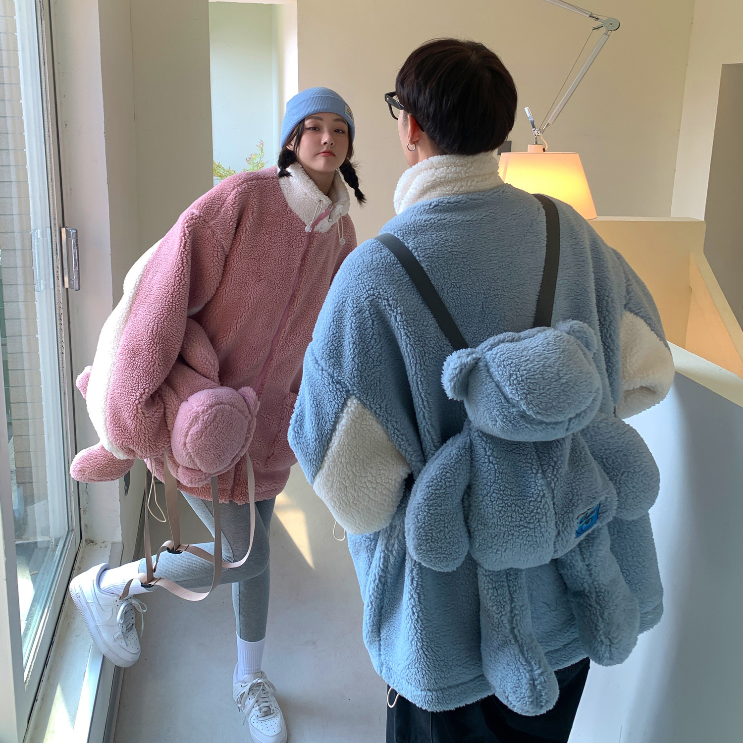 主推情侣装冬装羊羔毛加厚情侣棉衣H693P118配套熊H694P35男,男装棉衣,电商A341