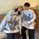 主推情侣装潮卡通动漫圆领套头针织情侣毛衣H675P78女类，女装针织衫/毛衣，电商A341