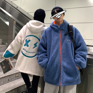 情侣装冬装 羊羔毛绣花撞色情侣棉衣外套棉服 H576 P128 男类图片