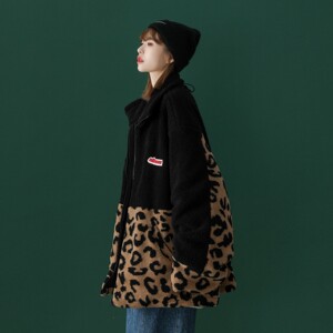 中性风 冬装 迷彩羊羔毛拼接情侣棉服ins外套宽松 H593 P118女类图片
