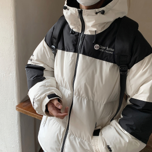 主推 美式撞色工装冲锋衣情侣棉服面包服连帽外套男H911 P138图片