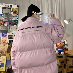 港风 字母印花情侣皮棉衣羽绒棉外套中性棉服 H597 P118 女类图片