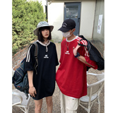 主推情侣装复古织带运动型情侣短袖T恤衫插肩袖体恤H825P38男，男装T恤，电商A341