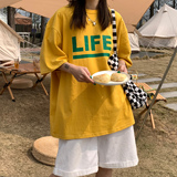 港风夏装印花字母情侣短袖T恤衫大码宽松上衣H723P30男类，男装T恤，电商A341