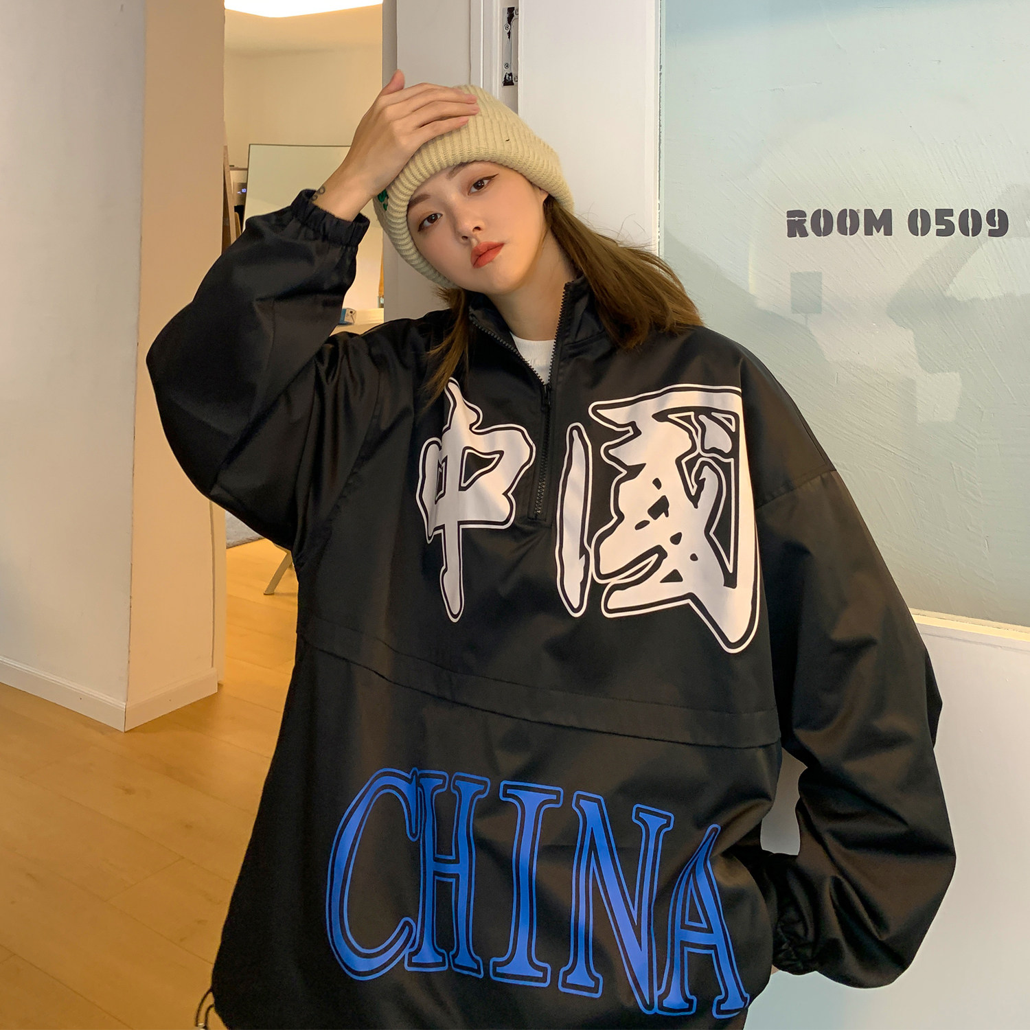 中性风秋装印花外套情侣夹克宽松上衣H649P88女类控108，女装卫衣/绒衫，电商A341