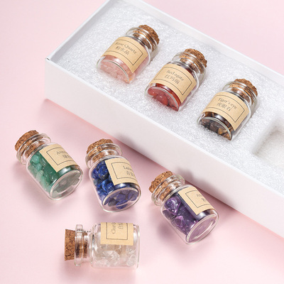 天然水晶原石标本盒碎石漂流瓶