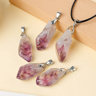 天然紫水晶吊坠项链饰品男黄水晶宝石手工原创设计礼物项链女款