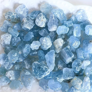 天然水晶小粒天青石原石香薰扩香石鱼缸造景教学矿石标本蓝色水晶