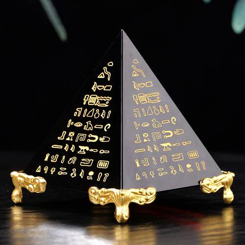 天然黑曜石原石水晶金字塔摆件