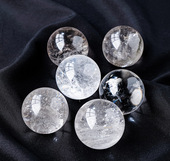 天然白水晶球摆件原石打磨工艺品七星阵球居家办公摆件