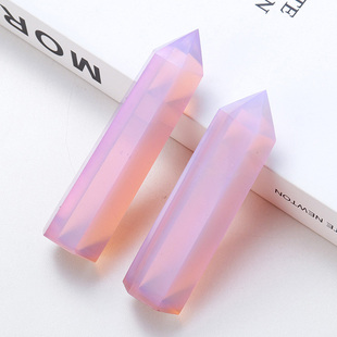 天然水晶半宝石粉蛋白单尖六棱柱蛋白石家居创意装饰工艺品摆件